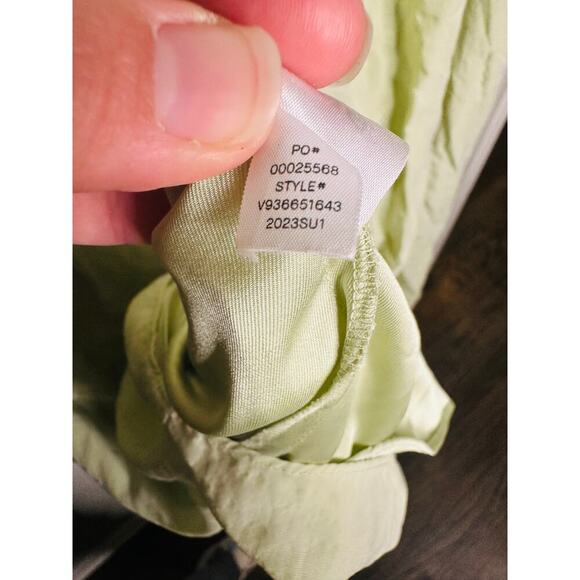 VINCE Sweet Grass Green Bow Pleated Back Maxi Dress Size Large - Picture 7 of 13